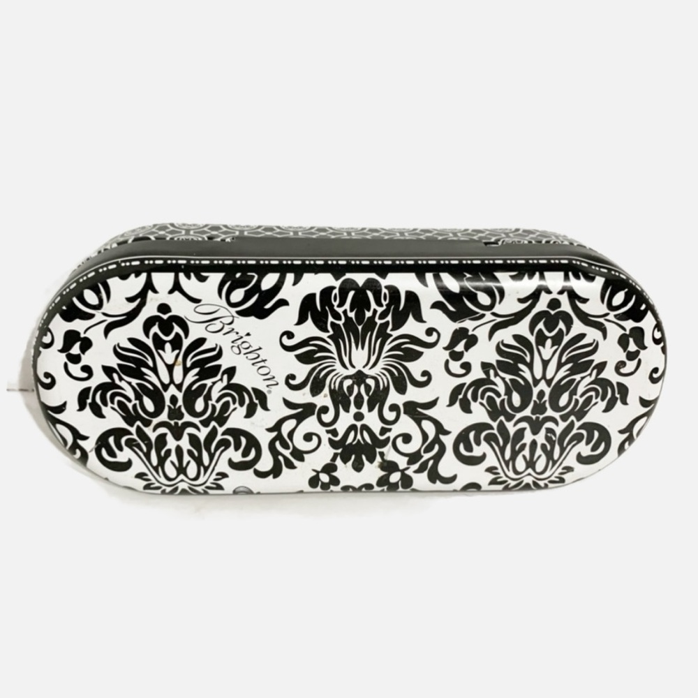Brighton Metal Eye Glass Case with Branding Logo and Black and White Design Felt